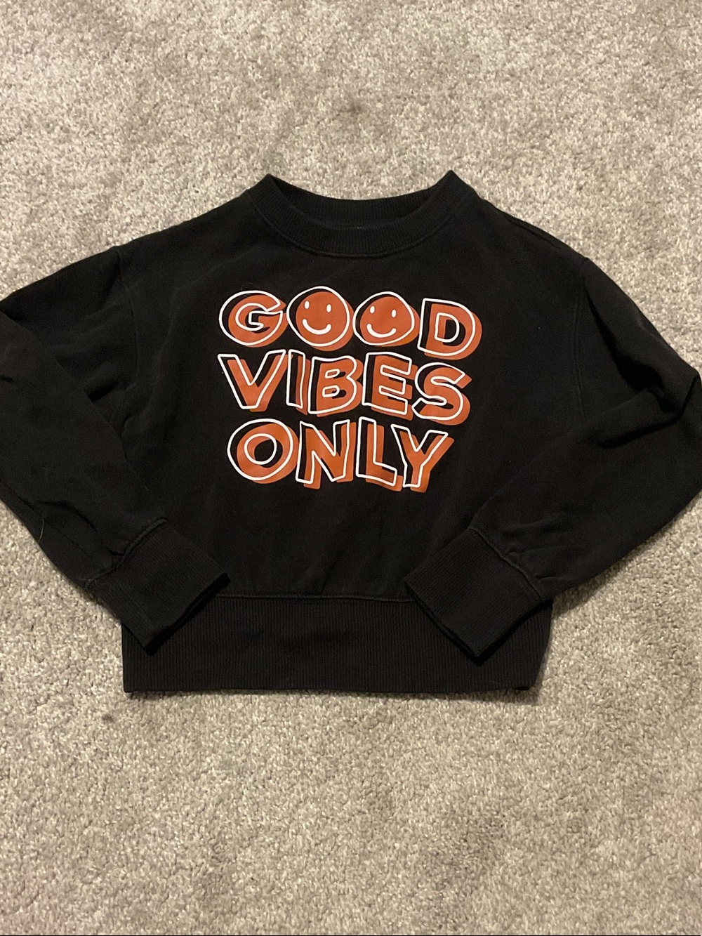 wonder nation Black Sweatshirt with Orange 'Good Vibes Only' Graphic